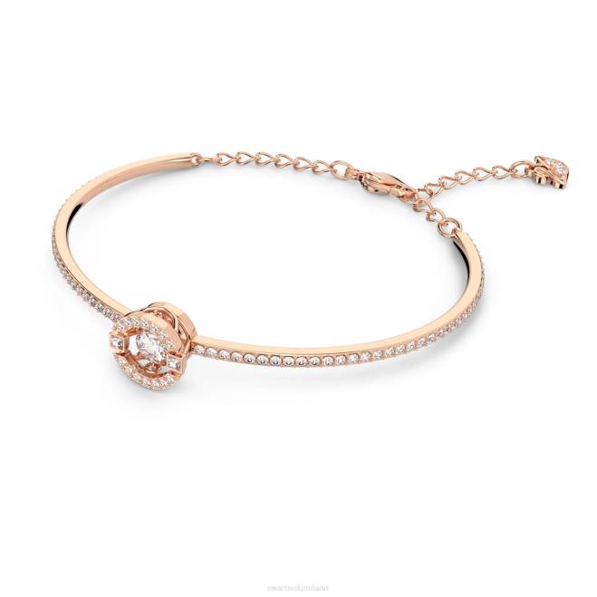 Swarovski DV4B483 gioielleria taglio rotondo, bianco, placcato tonalità oro rosa braccialetto da ballo scintillante