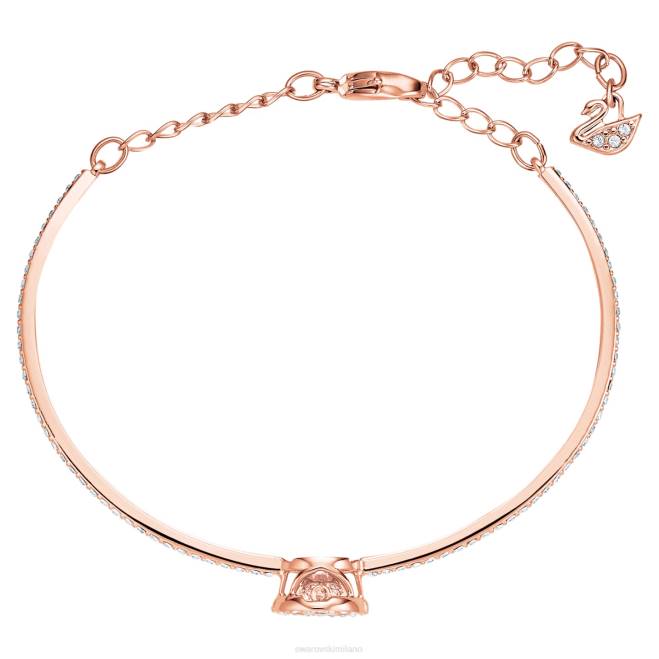 Swarovski DV4B483 gioielleria taglio rotondo, bianco, placcato tonalità oro rosa braccialetto da ballo scintillante