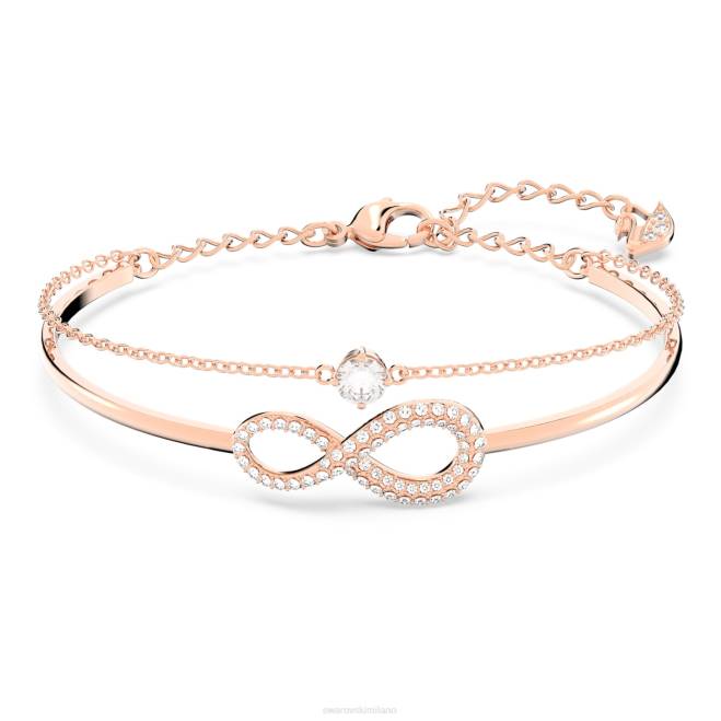 Swarovski DV4B493 gioielleria Infinity, bianco, placcato tonalità oro rosa braccialetto infinito
