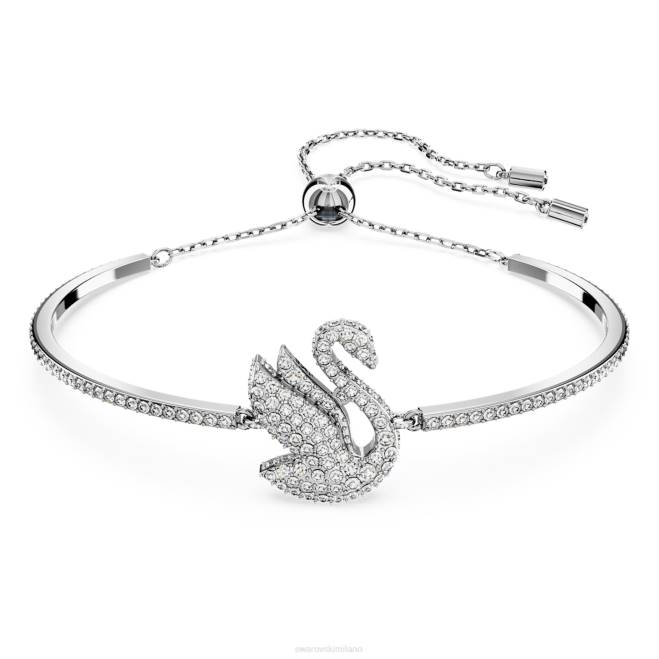 Swarovski DV4B508 gioielleria cigno, bianco, placcato rodio iconico braccialetto a forma di cigno