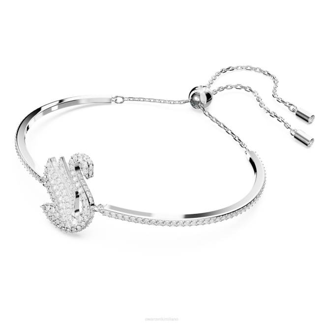 Swarovski DV4B508 gioielleria cigno, bianco, placcato rodio iconico braccialetto a forma di cigno