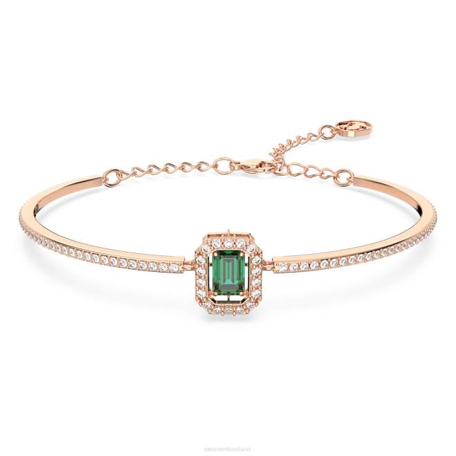 Swarovski DV4B523 gioielleria taglio ottagonale, pavé, verde, placcato tonalità oro rosa braccialetto millenario