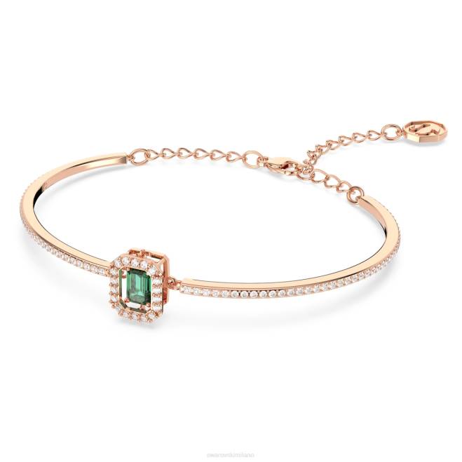 Swarovski DV4B523 gioielleria taglio ottagonale, pavé, verde, placcato tonalità oro rosa braccialetto millenario