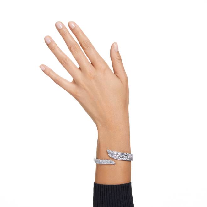Swarovski DV4B591 gioielleria Zirconia carbonica neutra, tagli misti, bianca, rodiata braccialetto iperbole