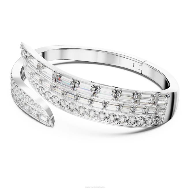 Swarovski DV4B591 gioielleria Zirconia carbonica neutra, tagli misti, bianca, rodiata braccialetto iperbole