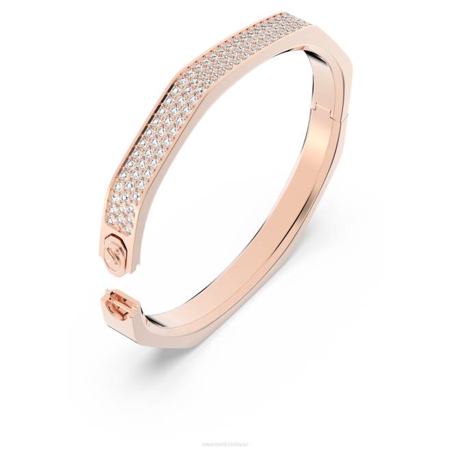 Swarovski DV4B602 gioielleria forma ottagonale, bianco, placcato tonalità oro rosa braccialetto dextera
