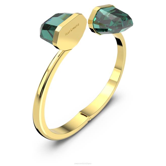 Swarovski DV4B604 gioielleria chiusura magnetica, cristallo oversize, verde, finitura color oro braccialetto lucente
