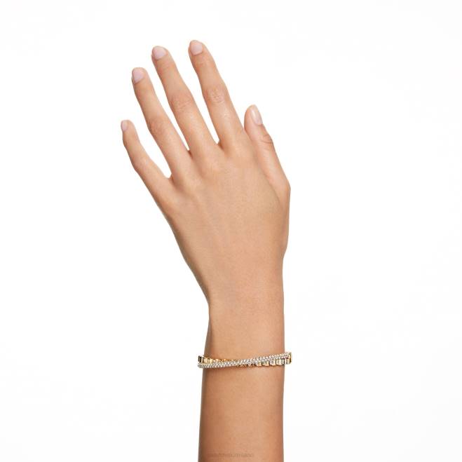 Swarovski DV4B613 gioielleria tagli misti, bianco, placcato oro braccialetto rotante
