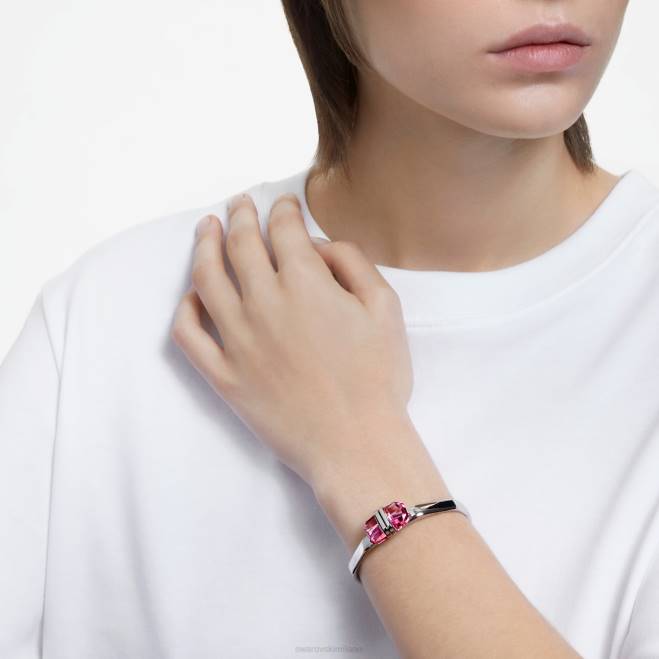 Swarovski DV4B618 gioielleria chiusura magnetica, rosa, acciaio inossidabile braccialetto lucente