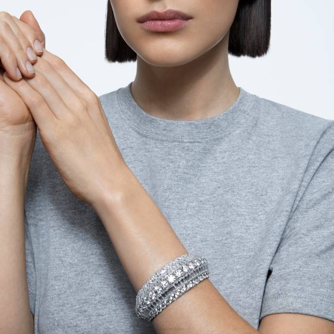 Swarovski DV4B619 gioielleria tagli misti, bianchi, rodiati polsino dell'iperbole