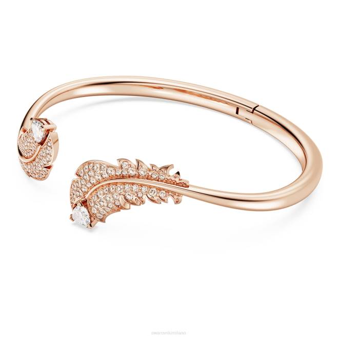 Swarovski DV4B632 gioielleria piuma, bianco, placcato tonalità oro rosa bel braccialetto