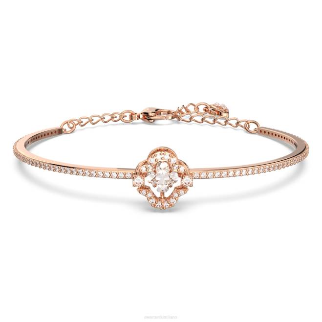 Swarovski DV4B637 gioielleria trifoglio, bianco, placcato tonalità oro rosa braccialetto da ballo scintillante