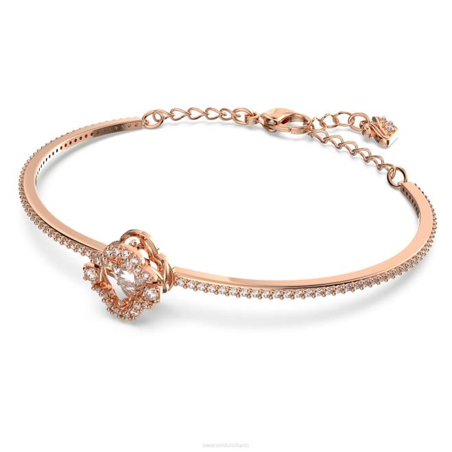 Swarovski DV4B637 gioielleria trifoglio, bianco, placcato tonalità oro rosa braccialetto da ballo scintillante