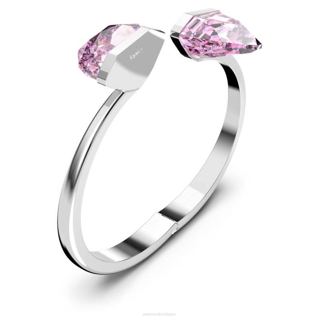 Swarovski DV4B638 gioielleria chiusura magnetica, cristallo oversize, rosa, acciaio inossidabile braccialetto lucente