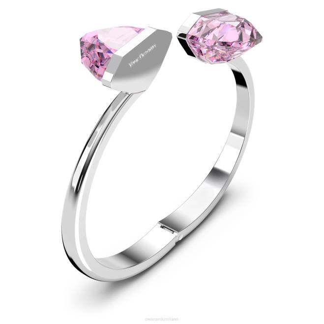 Swarovski DV4B638 gioielleria chiusura magnetica, cristallo oversize, rosa, acciaio inossidabile braccialetto lucente