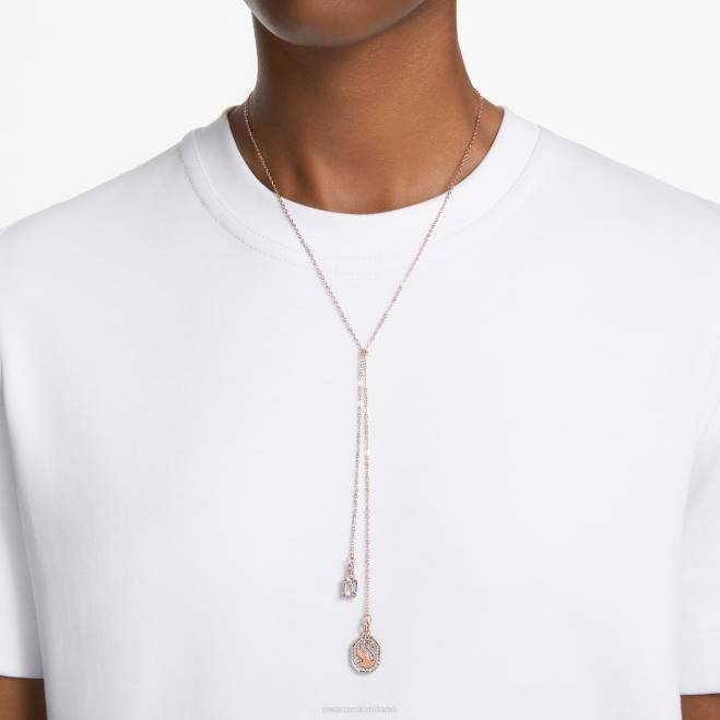 Swarovski DV4B103 gioielleria cigno, bianco, placcato tonalità oro rosa segno e collana