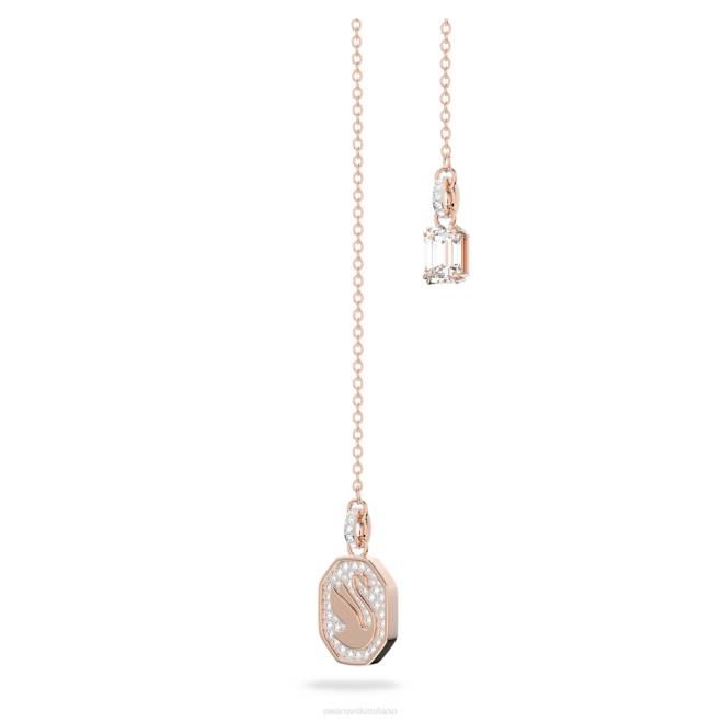 Swarovski DV4B103 gioielleria cigno, bianco, placcato tonalità oro rosa segno e collana
