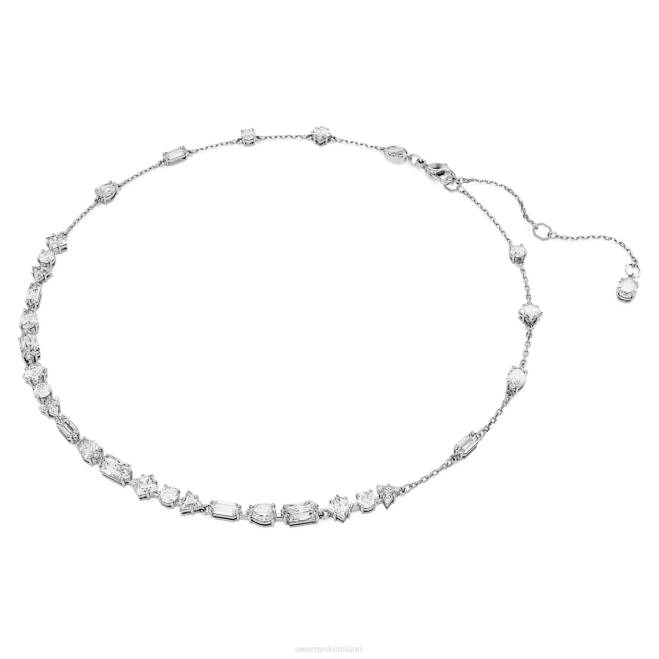 Swarovski DV4B106 gioielleria tagli misti, design sparso, bianco, placcato rodio collana mesmera