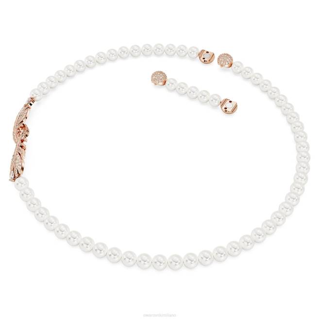 Swarovski DV4B108 gioielleria piuma, bianco, placcato tonalità oro rosa bella collana