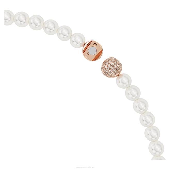 Swarovski DV4B108 gioielleria piuma, bianco, placcato tonalità oro rosa bella collana