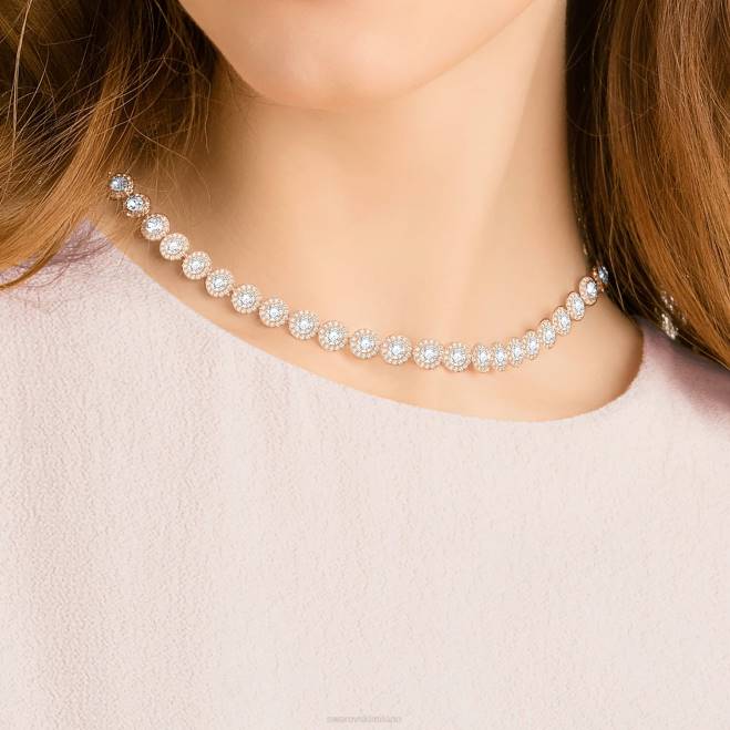 Swarovski DV4B10 gioielleria taglio rotondo, bianco, placcato tonalità oro rosa collana angelica