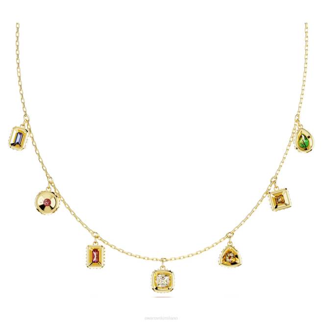Swarovski DV4B111 gioielleria tagli misti, multicolori, placcati oro collana stilla