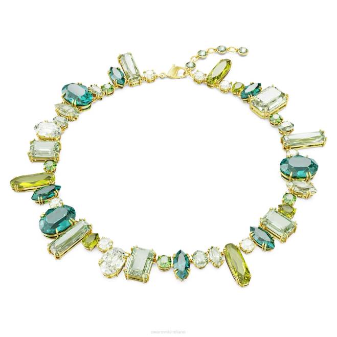 Swarovski DV4B112 gioielleria tagli misti, verde, placcato oro collana gemma