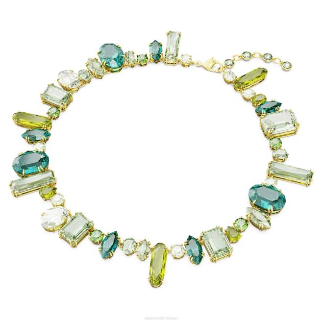 Swarovski DV4B112 gioielleria tagli misti, verde, placcato oro collana gemma