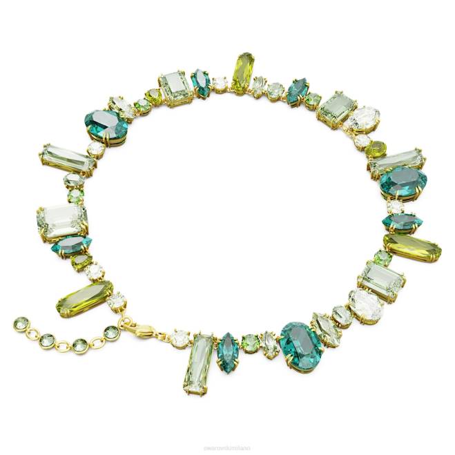 Swarovski DV4B112 gioielleria tagli misti, verde, placcato oro collana gemma