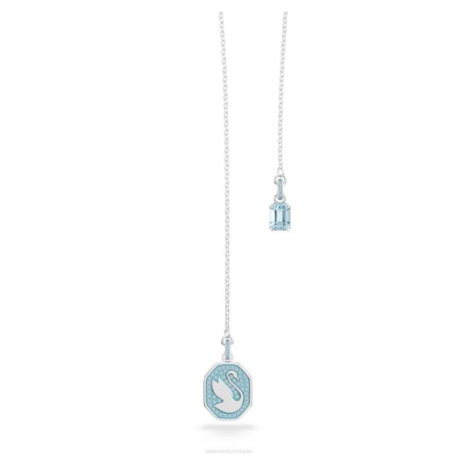 Swarovski DV4B115 gioielleria cigno, blu, placcato rodio segno e collana