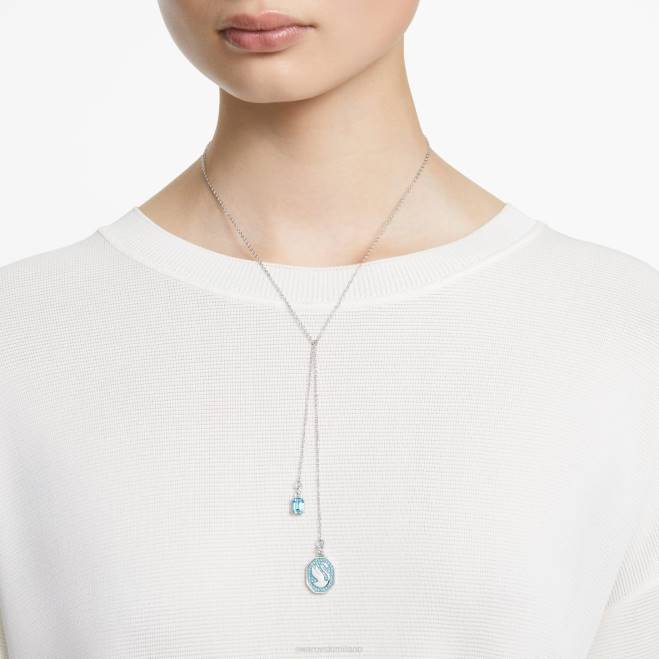 Swarovski DV4B115 gioielleria cigno, blu, placcato rodio segno e collana