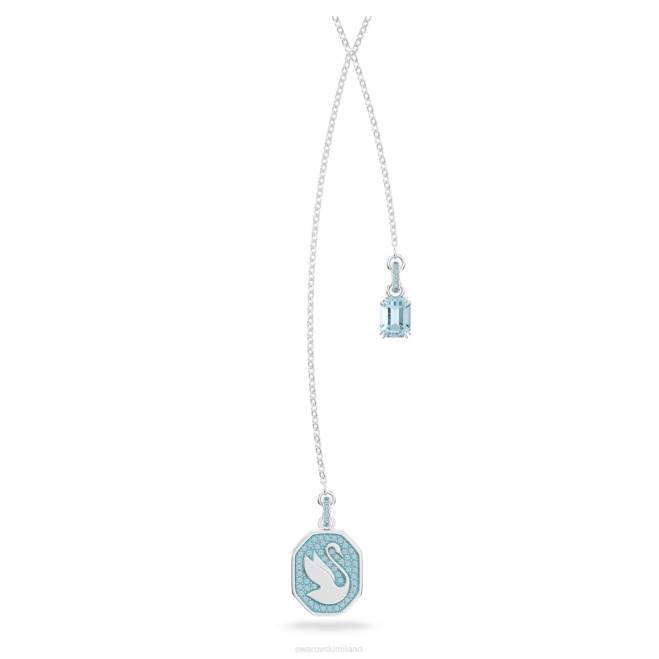 Swarovski DV4B115 gioielleria cigno, blu, placcato rodio segno e collana
