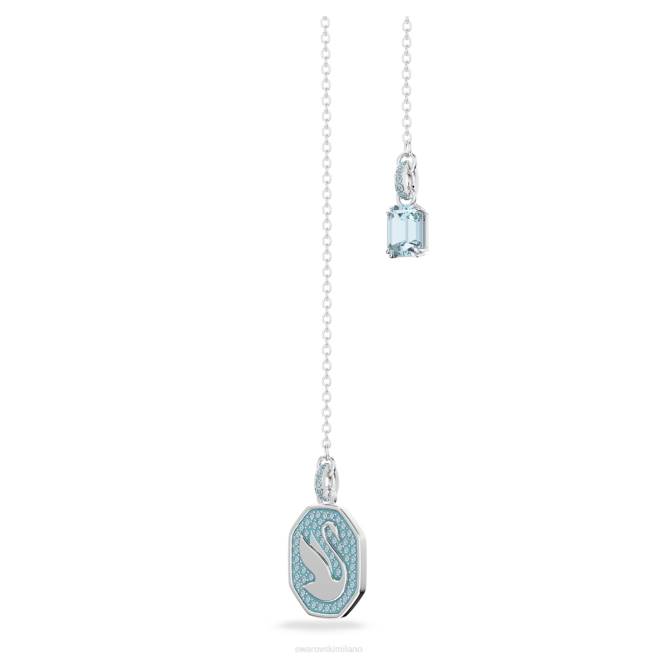 Swarovski DV4B115 gioielleria cigno, blu, placcato rodio segno e collana