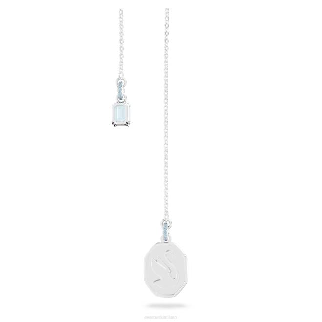 Swarovski DV4B115 gioielleria cigno, blu, placcato rodio segno e collana