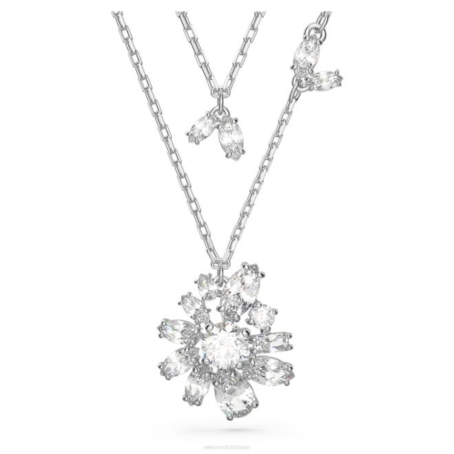Swarovski DV4B117 gioielleria tagli misti, fiore, bianco, rodiato collana a strati gema
