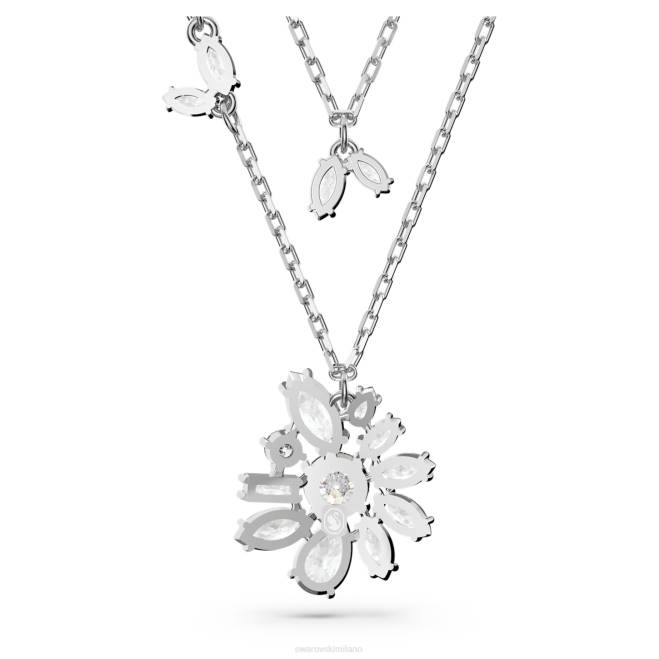 Swarovski DV4B117 gioielleria tagli misti, fiore, bianco, rodiato collana a strati gema