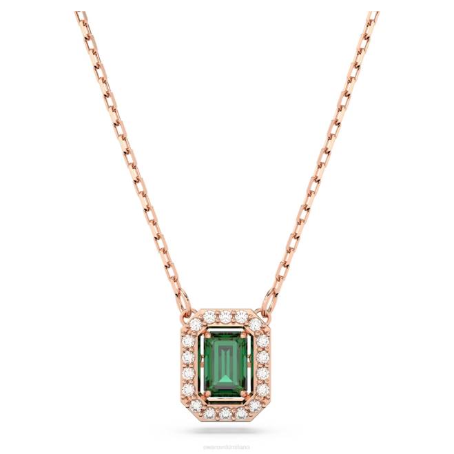 Swarovski DV4B121 gioielleria verde, placcato color oro rosa collana millenia taglio ottagonale