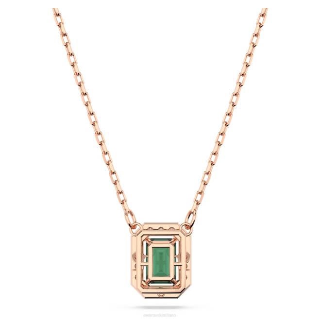 Swarovski DV4B121 gioielleria verde, placcato color oro rosa collana millenia taglio ottagonale