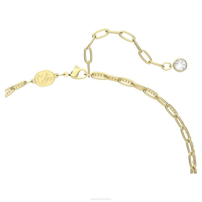 Swarovski DV4B122 gioielleria bambù, verde, placcato color oro collana dellio