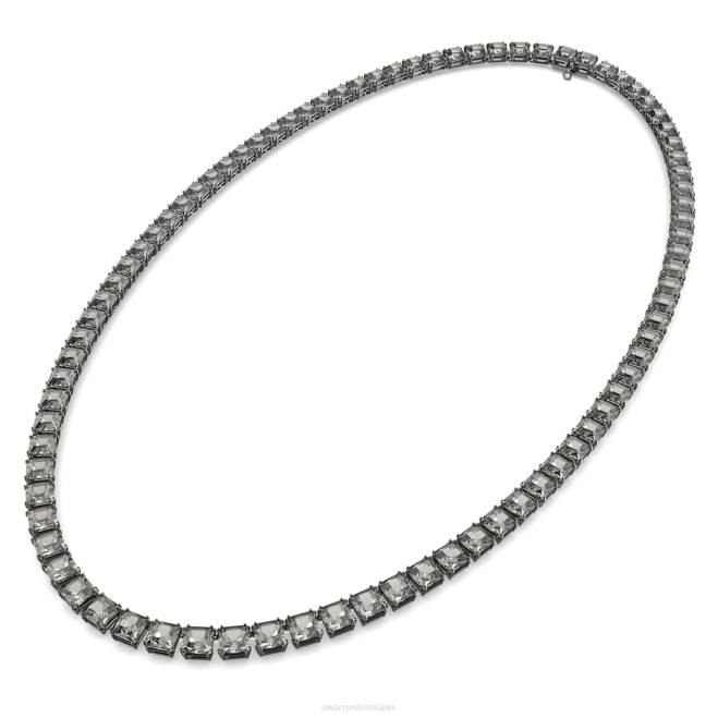 Swarovski DV4B123 gioielleria taglio quadrato, grigio, placcato rutenio collana millenaria