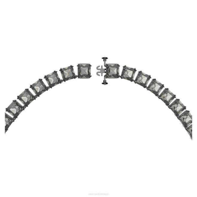 Swarovski DV4B123 gioielleria taglio quadrato, grigio, placcato rutenio collana millenaria