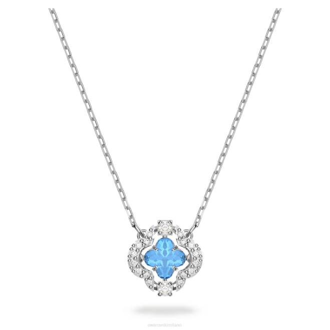 Swarovski DV4B124 gioielleria trifoglio, blu, placcato rodio collana di danza scintillante