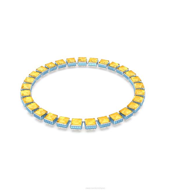 Swarovski DV4B130 gioielleria chiusura magnetica, taglio quadrato, multicolore, placcato rodio collana dell'orbita