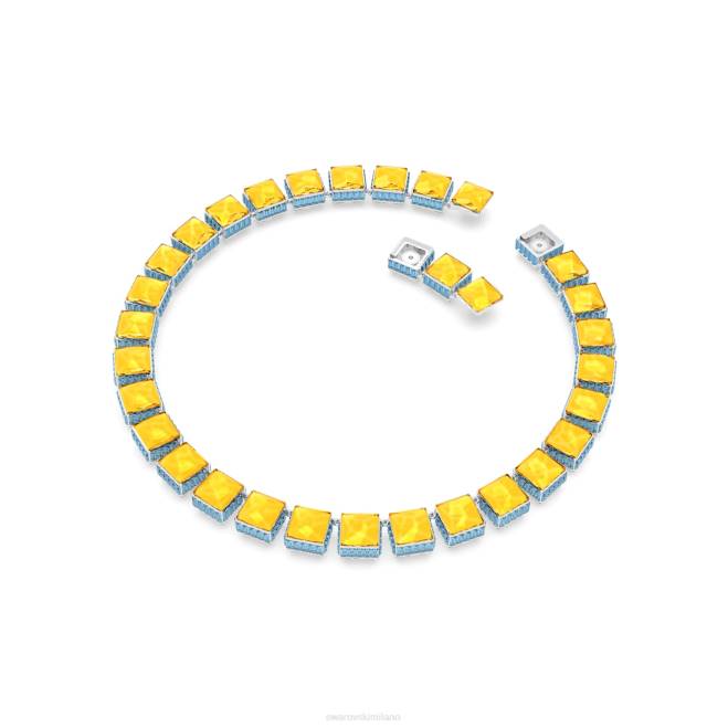 Swarovski DV4B130 gioielleria chiusura magnetica, taglio quadrato, multicolore, placcato rodio collana dell'orbita