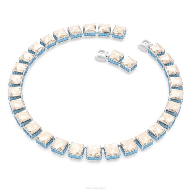 Swarovski DV4B130 gioielleria chiusura magnetica, taglio quadrato, multicolore, placcato rodio collana dell'orbita