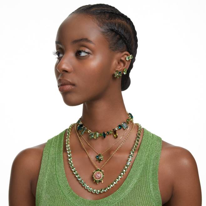 Swarovski DV4B133 gioielleria tagli misti, verde, placcato oro collana gemma