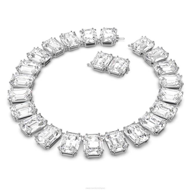 Swarovski DV4B134 gioielleria cristalli oversize, bianchi, placcati rodio collana millenia taglio ottagonale