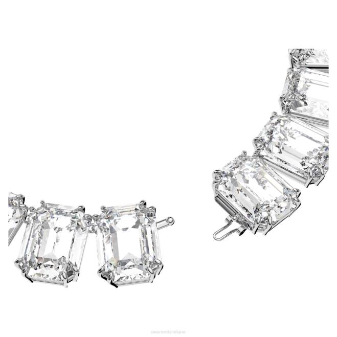 Swarovski DV4B134 gioielleria cristalli oversize, bianchi, placcati rodio collana millenia taglio ottagonale