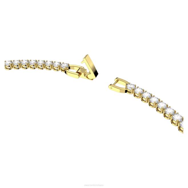Swarovski DV4B135 gioielleria taglio rotondo, bianco, placcato oro collana tennis deluxe