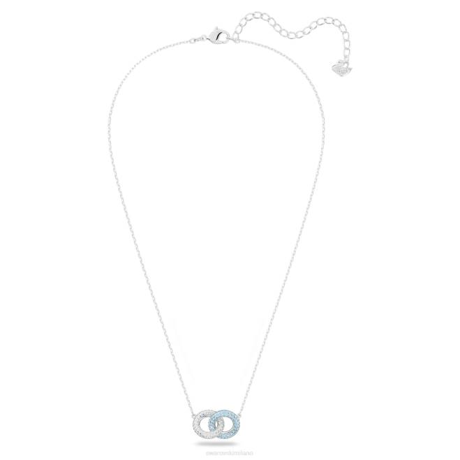 Swarovski DV4B136 gioielleria pavè, cerchi intrecciati, blu, rodiato collana di pietra